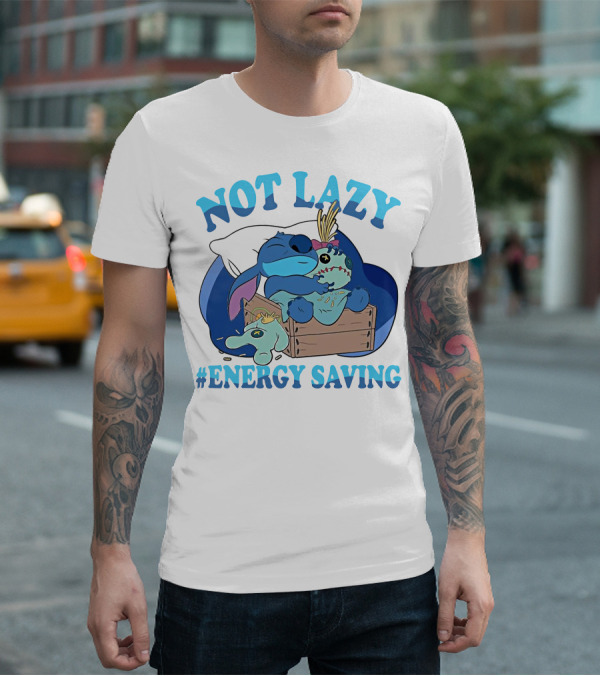 Not Lazy Energy Saving Stitch Sleeping With Voodoo Doll T-Shirt