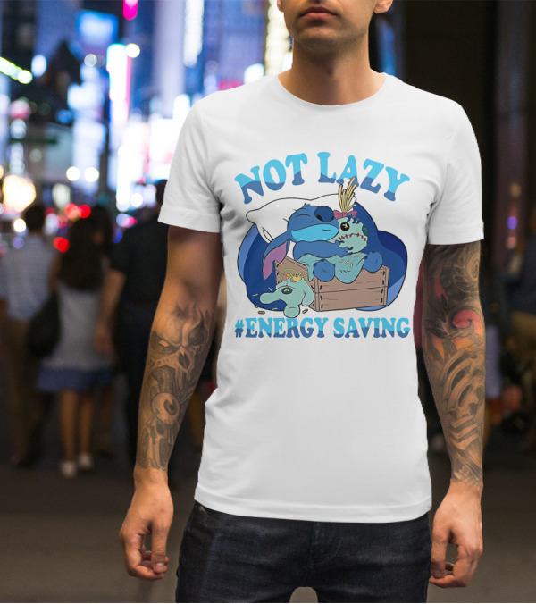 Not Lazy Energy Saving Stitch Sleeping With Voodoo Doll T-Shirt