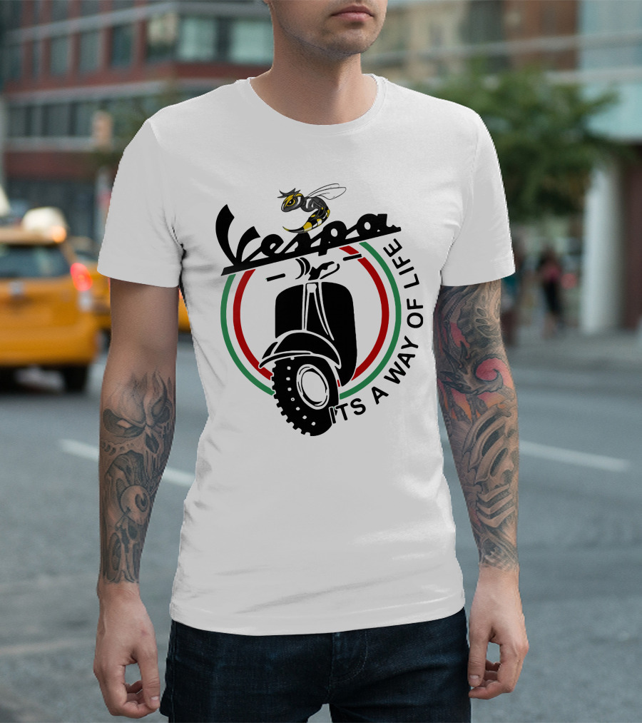 Vespa It's A Way Of Life with Bee and Scooter T-Shirt