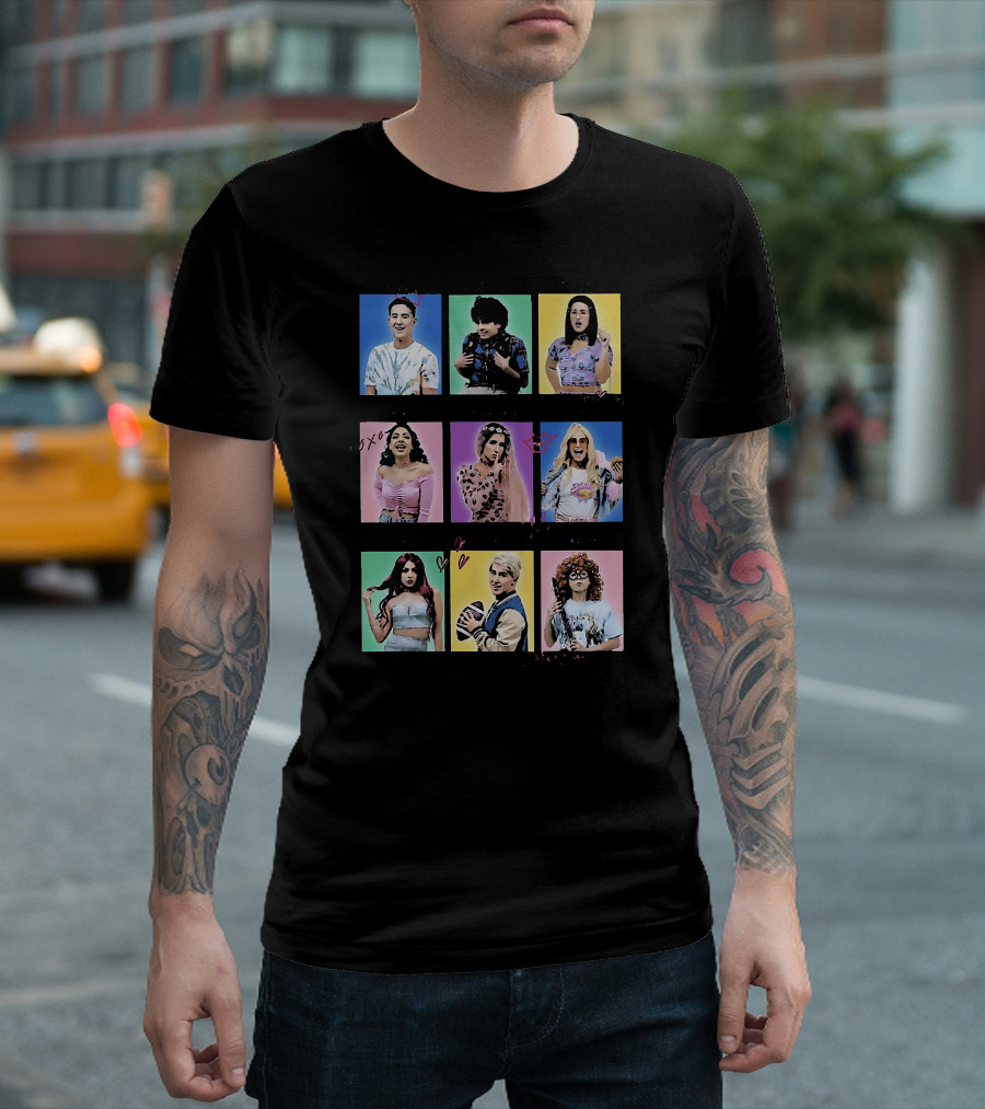 Bvh Varsity Colorful Iconic Characters Collage T-Shirt