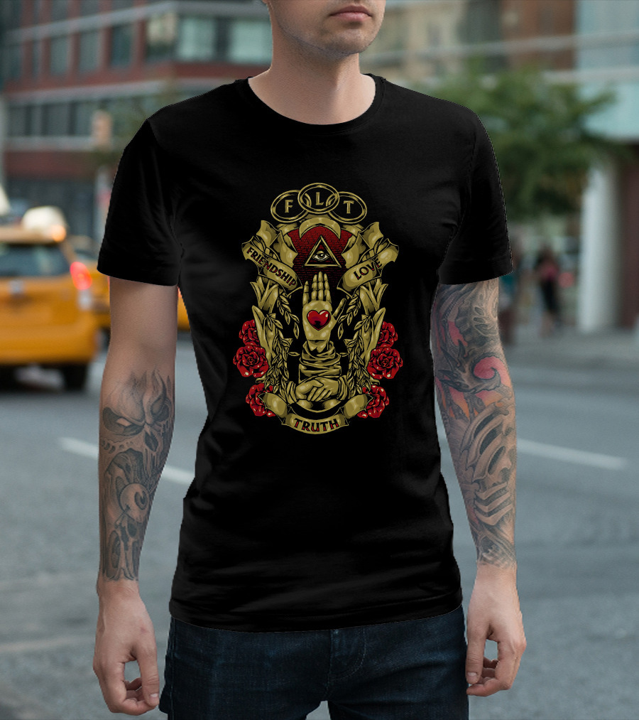FLT Friendship Love Truth Eye Heart Hand Roses T-Shirt