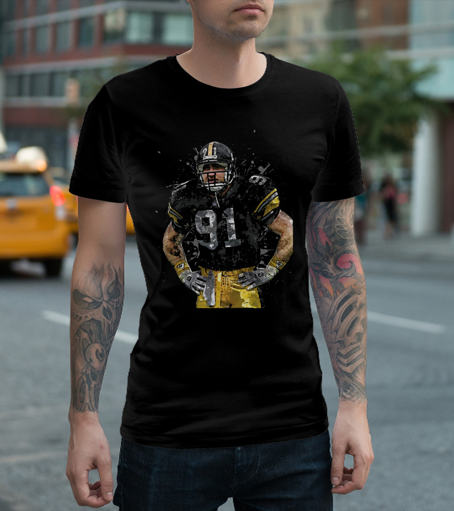 Pittsburgh Steelers Football Player 91 NFL Playoffs Splash T-Shirt