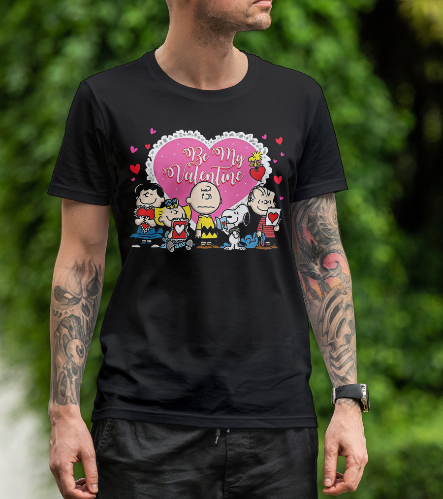 Peanuts Be My Valentine Heart And Characters T-Shirt