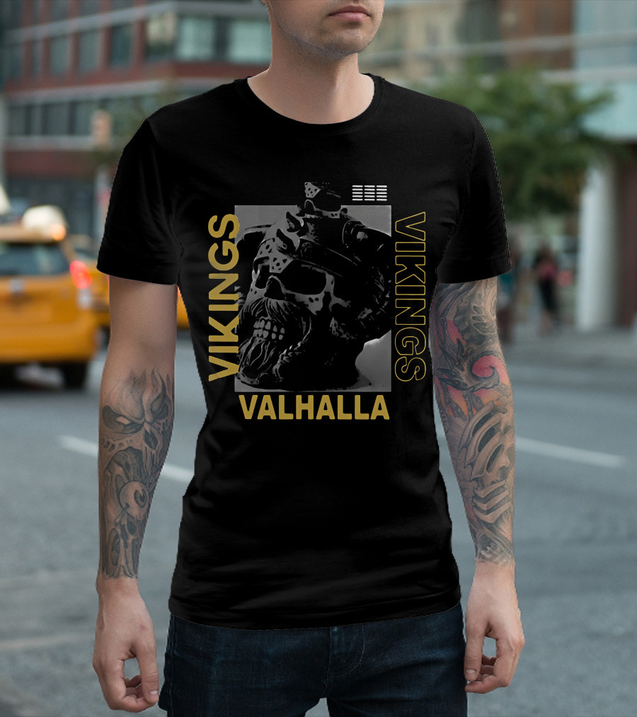 Vikings Skull Valhalla T-Shirt