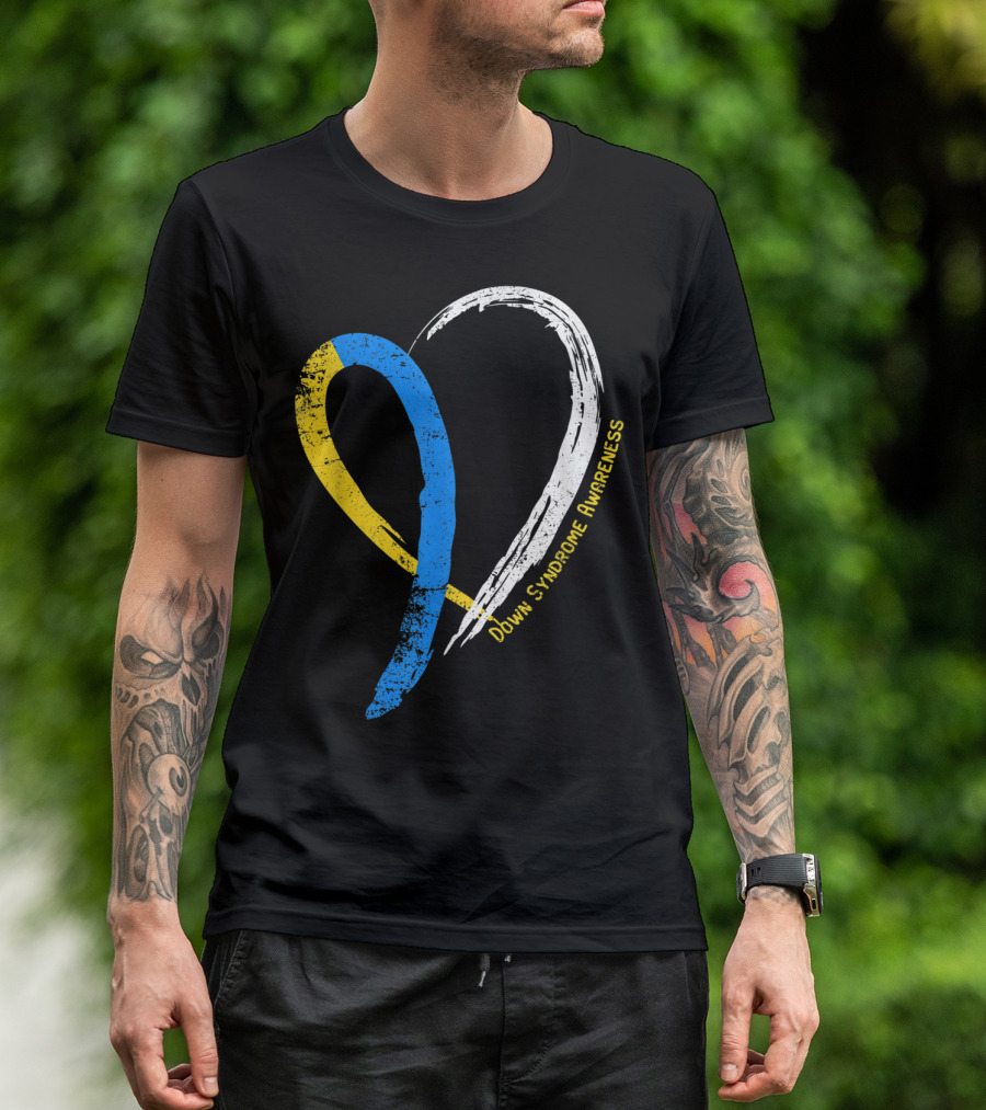 Heart Ribbon Down Syndrome Awareness T-Shirt