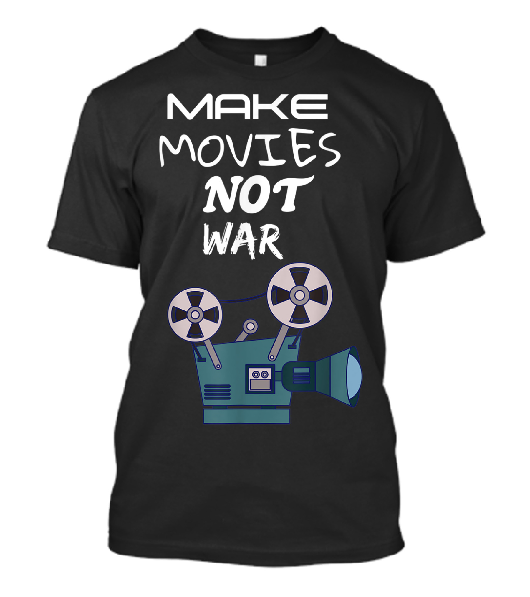 MAKE MOVIES NOT WAR Vintage Film Projector T-Shirt