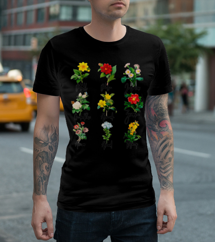 Dahlia Orchid Jasmine China Rose Almond Zinnia Aster Almond Blossom T-Shirt