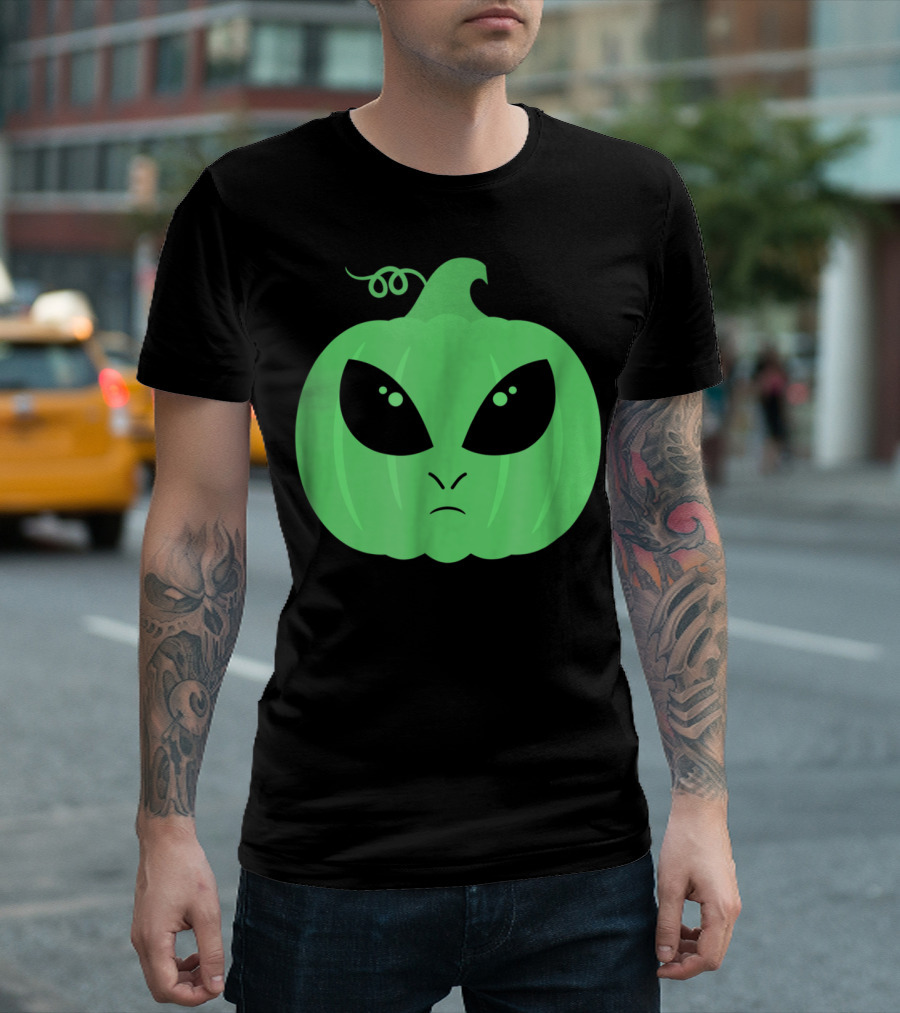 Alien Face Pumpkin Jack O Lantern Halloween T-Shirt