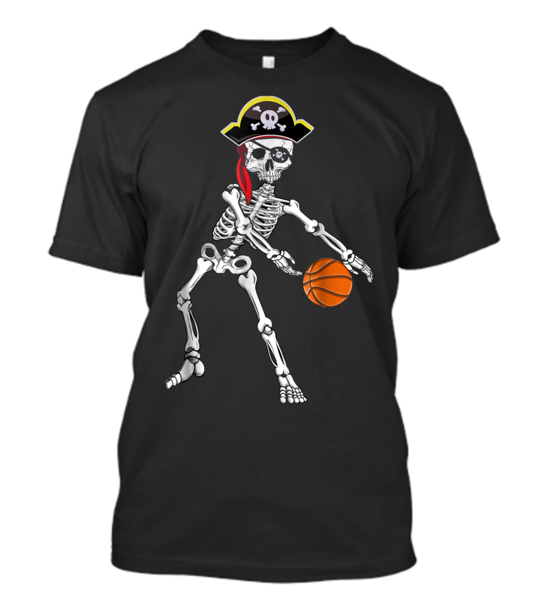 American Skeleton Pirate Flossing With Basketball T-Shirt