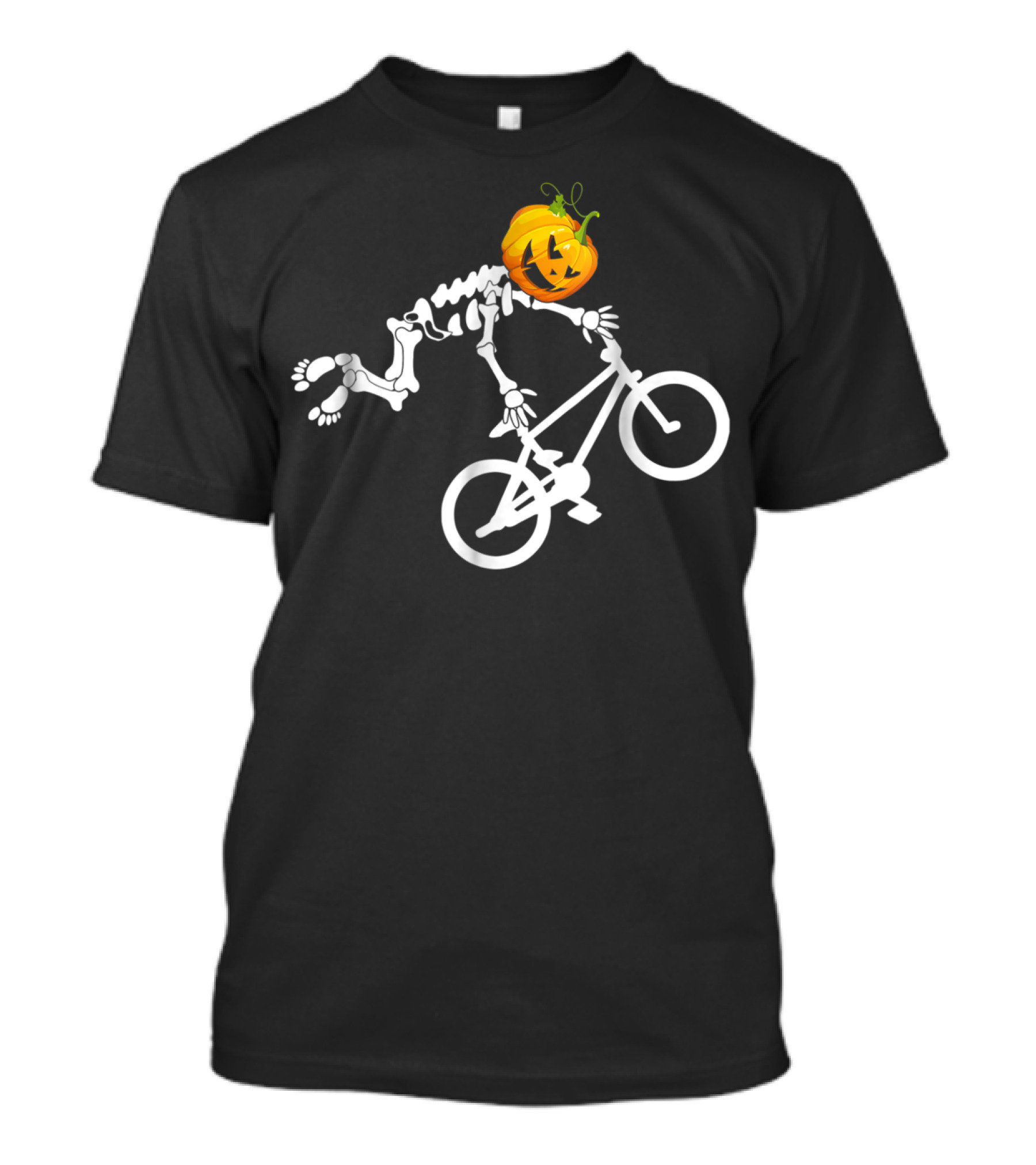 BMX Trick Riding Skeleton Pumpkin Head T-Shirt