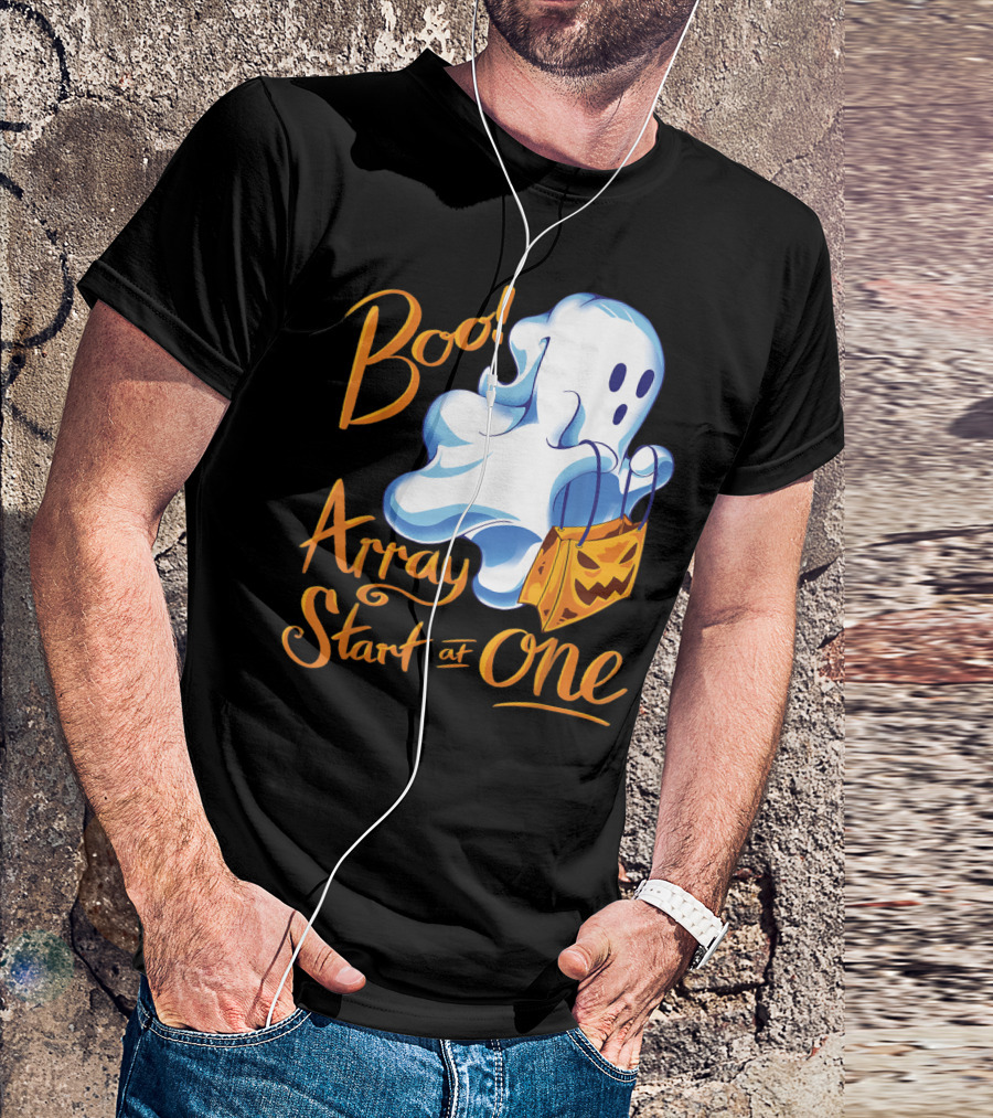 Boo Array Start At One Halloween Programmer Ghost With Pumpkin Bag T-Shirt