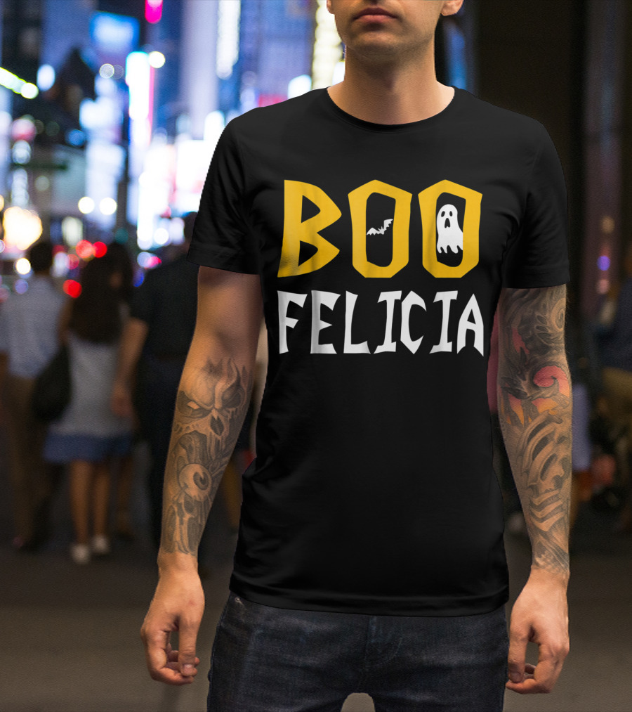 BOO Felicia Halloween Ghost And Bat T-Shirt