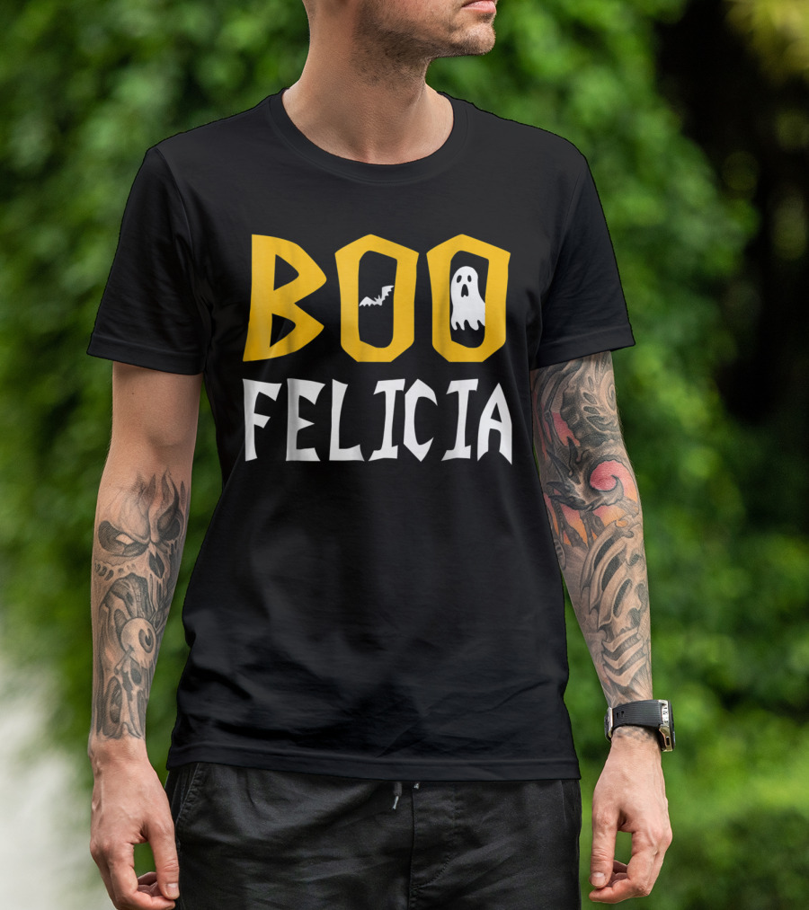 BOO Felicia Halloween Ghost And Bat T-Shirt