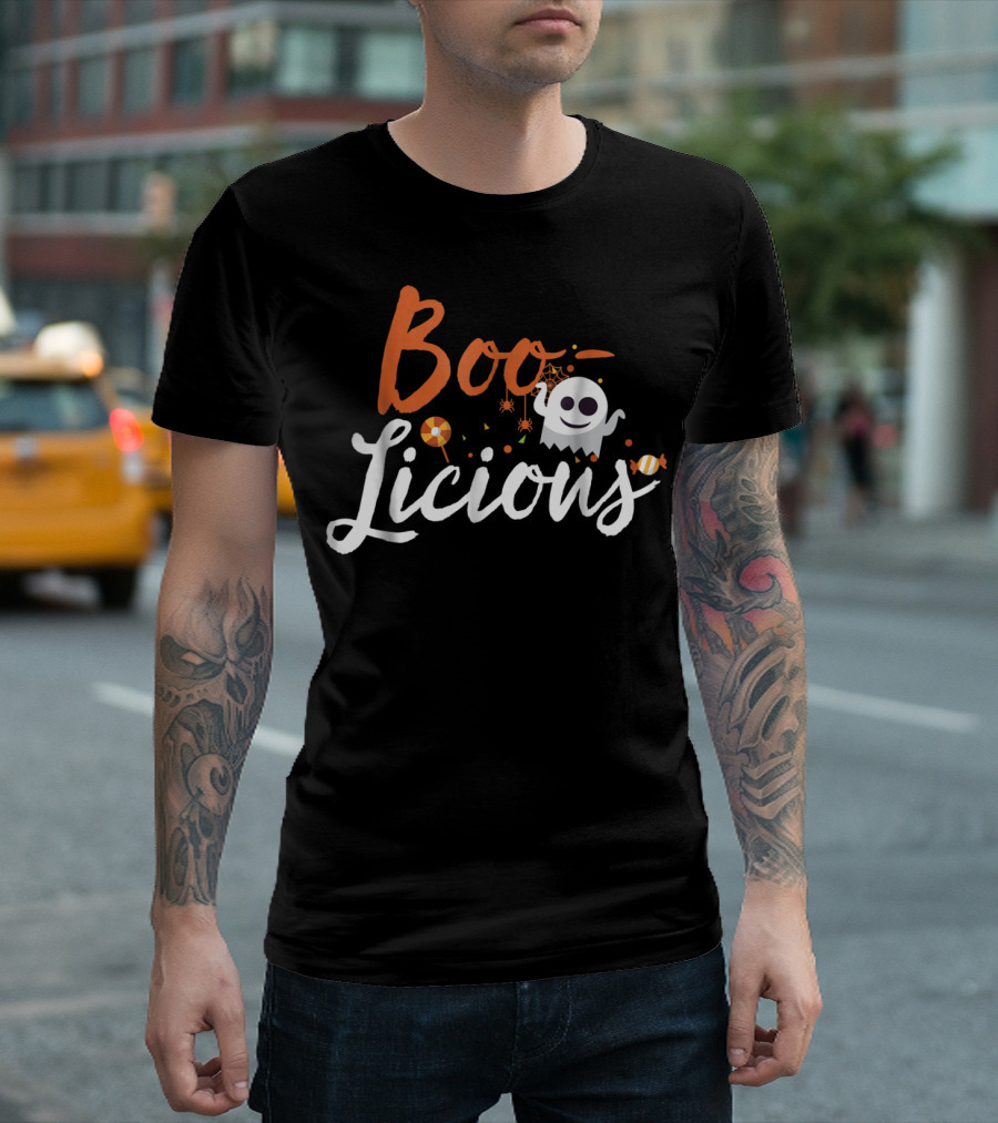 Boo-Licious Halloween Ghost With Candy Accents T-Shirt