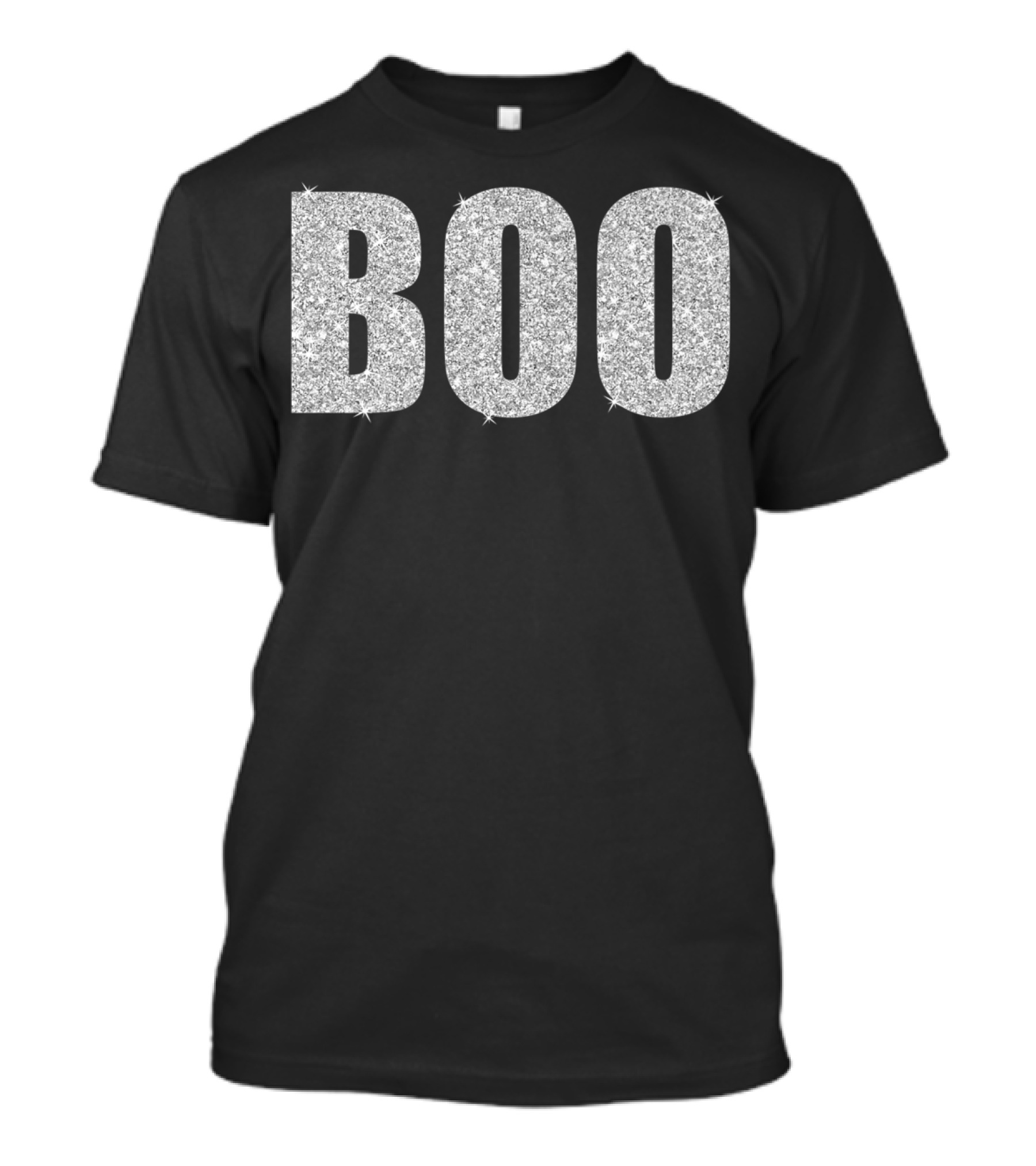 Boo Silver Sparkles Halloween Ghost Text T-Shirt