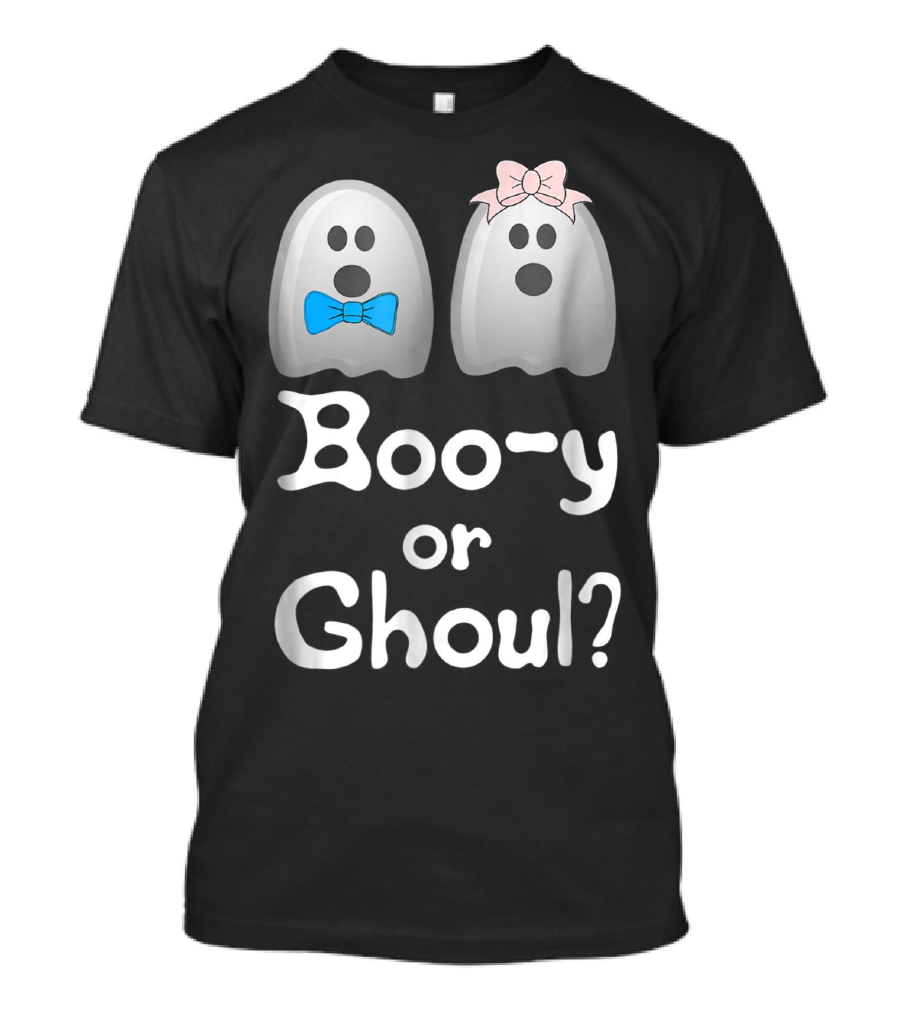 Boo-y Or Ghoul? Ghosts With Blue And Pink Bows Halloween Gender Reveal T-Shirt