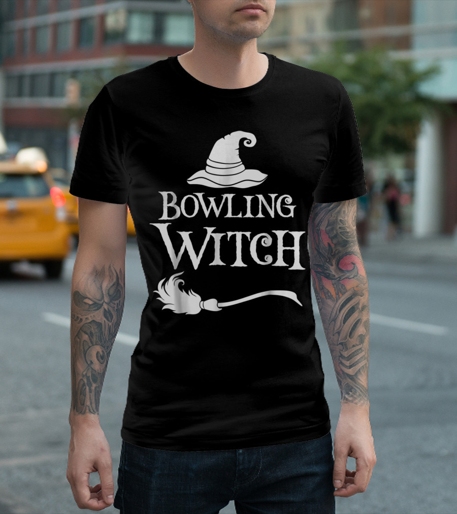 Bowling Witch Hat and Broomstick T-Shirt