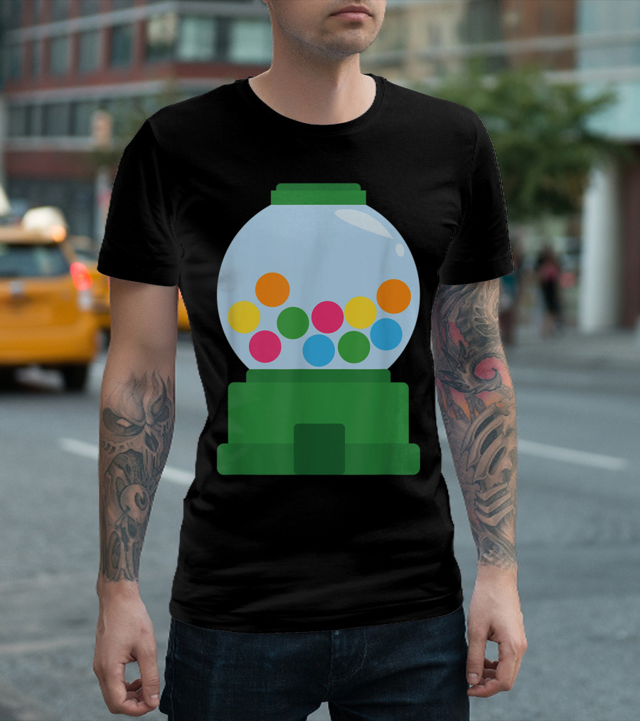 Bubble Gum Dispenser Costume Candy Chew Gumball Machine T-Shirt