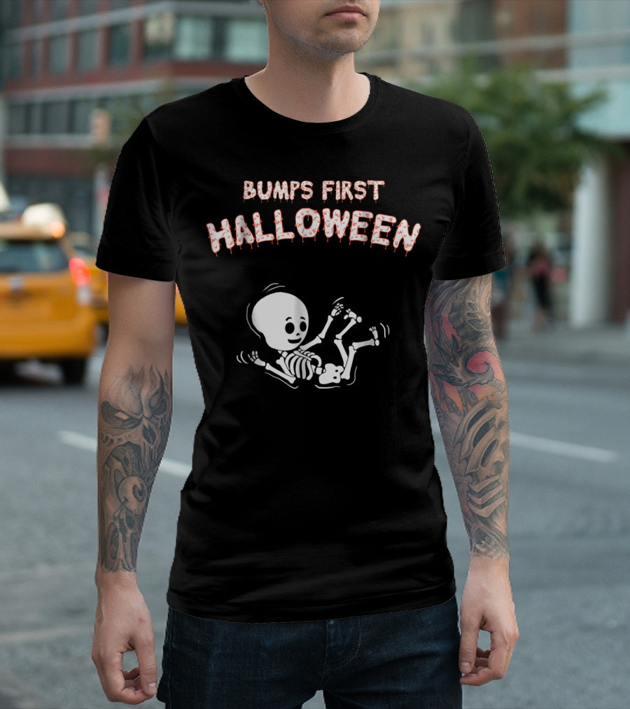 Bump's First Halloween Skeleton Baby Mom To Be T-Shirt