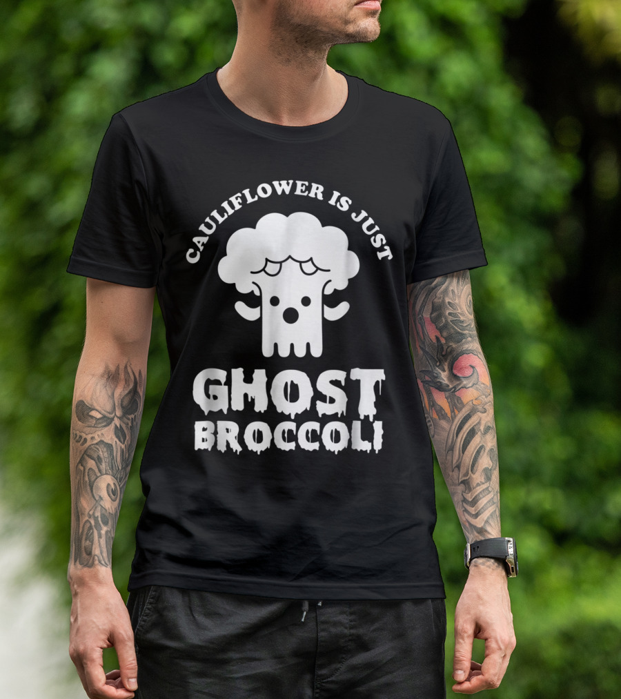 Cauliflower Is Just Ghost Broccoli Playful Food Humor T-Shirt