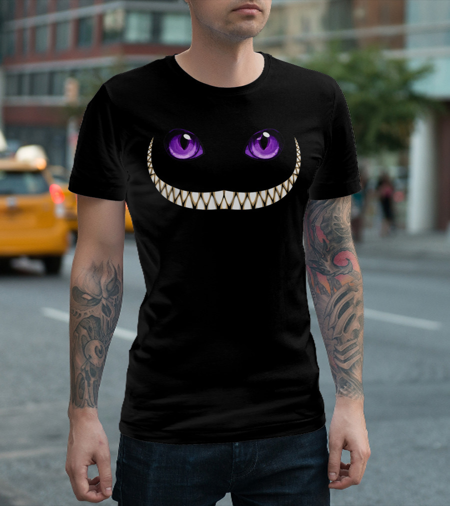 Cheshire Cat Wonderland Halloween Grin Violet Eyes T-Shirt