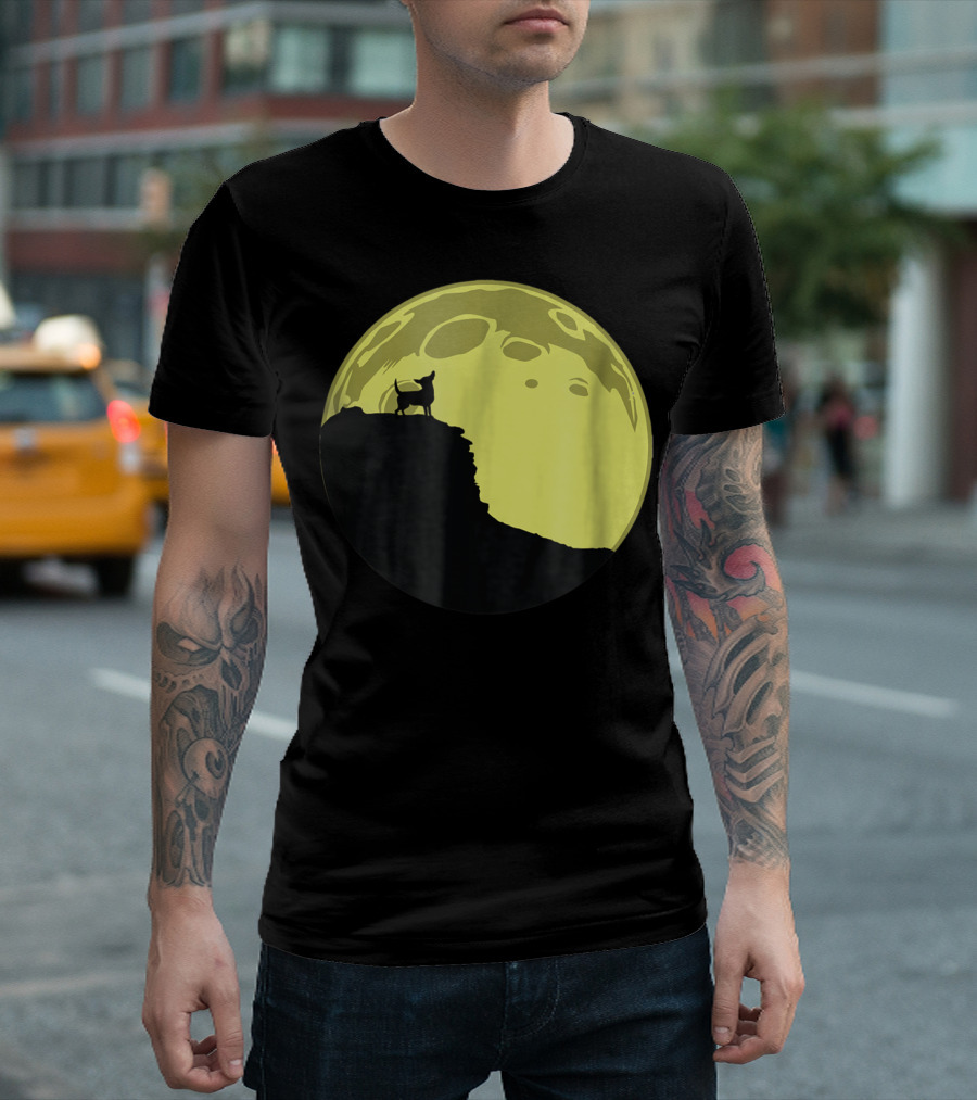 Chihuahua Silhouette Against Full Moon T-Shirt