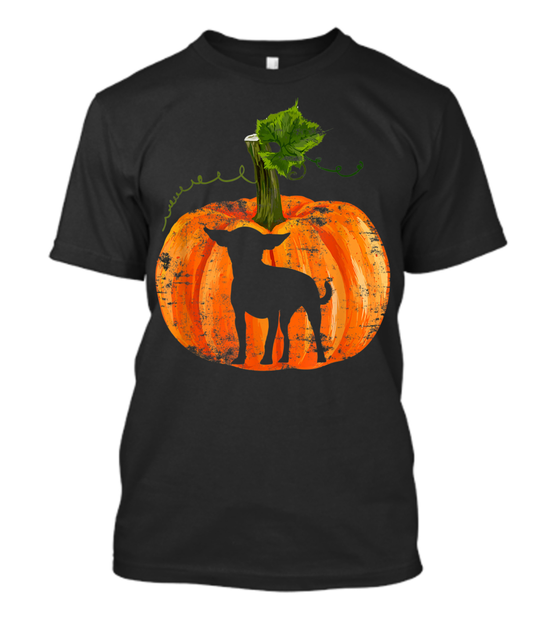 Chihuahua Silhouette Inside Pumpkin For Funny Halloween Dog Lovers T-Shirt