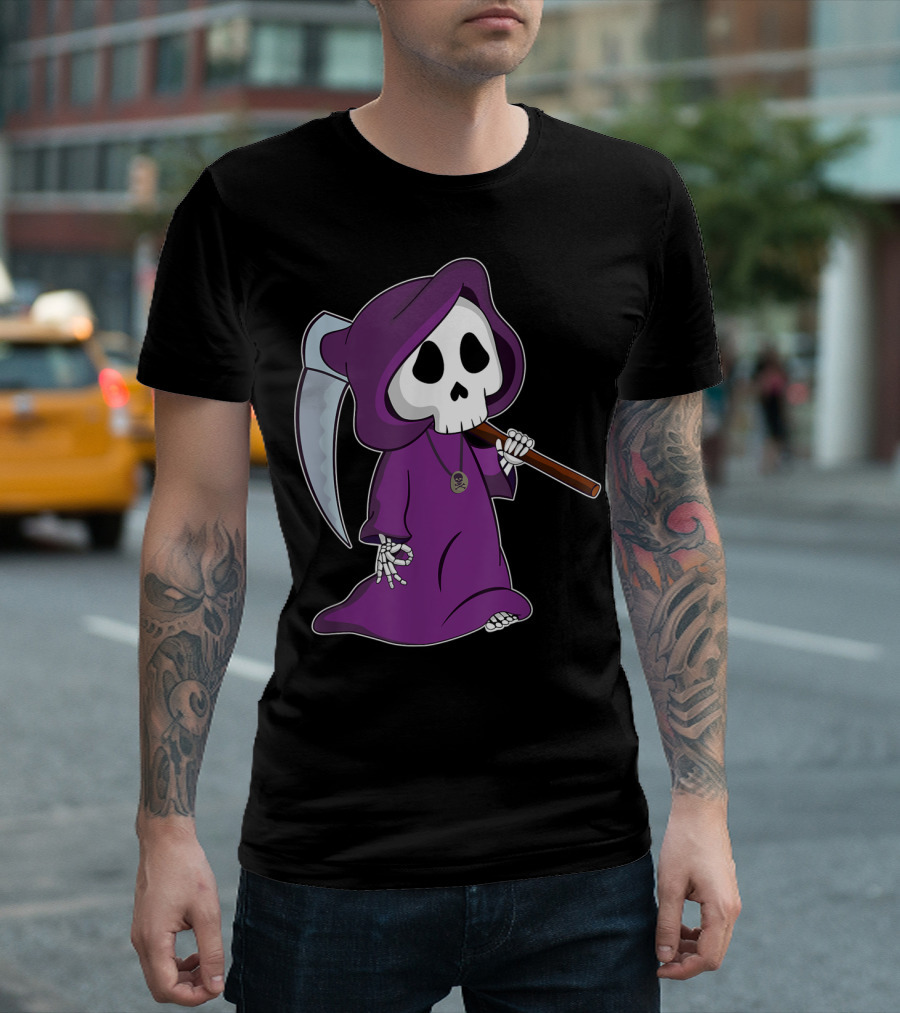 Circle Game Funny Grim Reaper Purple Costume Halloween Joke T-Shirt
