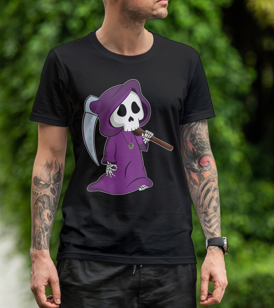 Circle Game Funny Grim Reaper Purple Costume Halloween Joke T-Shirt