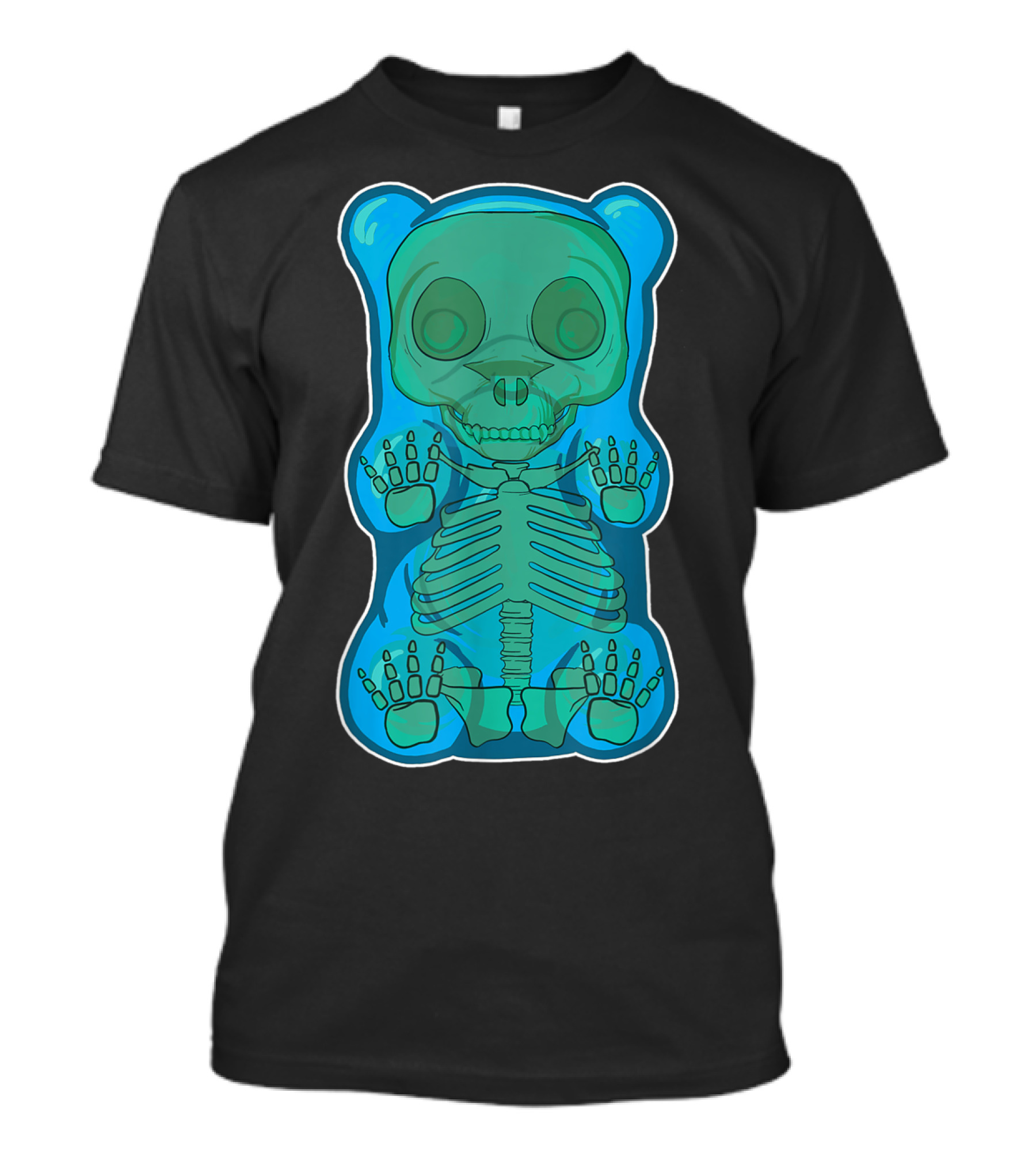 Classic Blue Gummy Bear Skeleton Anatomy X-Ray T-Shirt