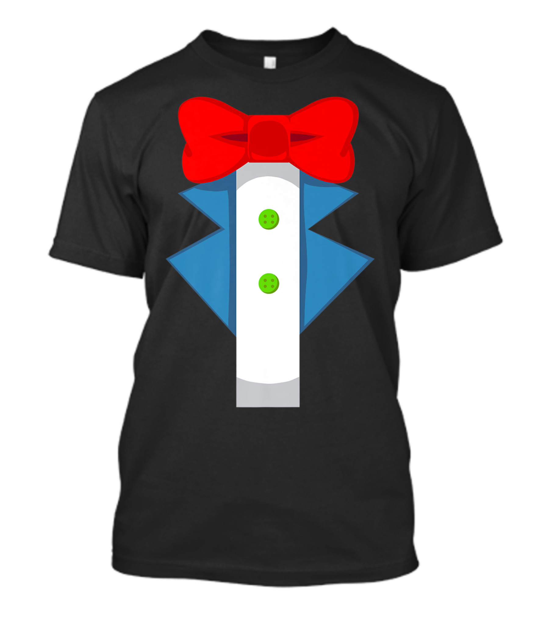 Clown Costume Perfect Scary Clown Red Bow Tie Blue Jacket Green Buttons T-Shirt