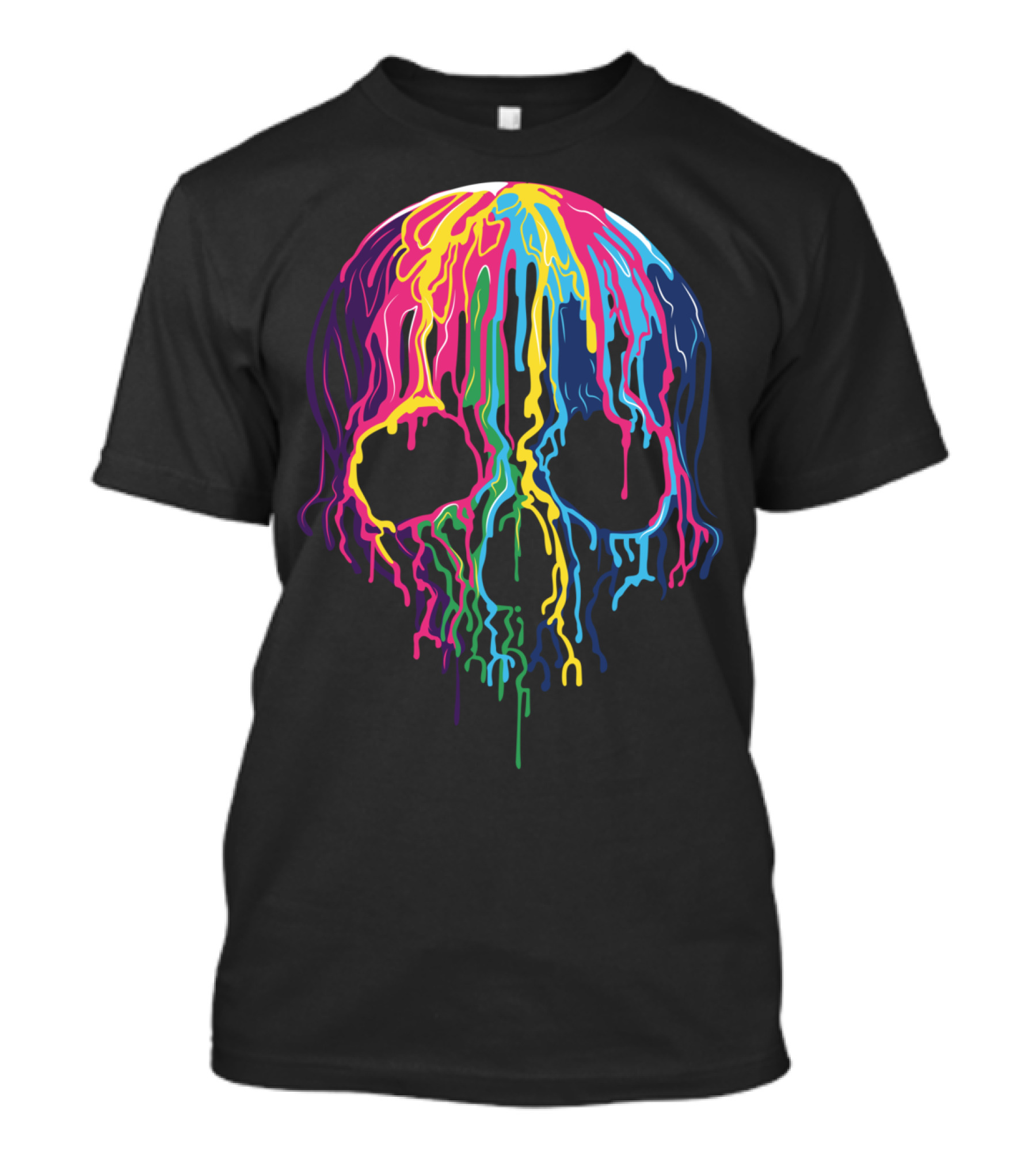 Colorful Dripping Skull Art Psychedelic Rainbow Palette T-Shirt