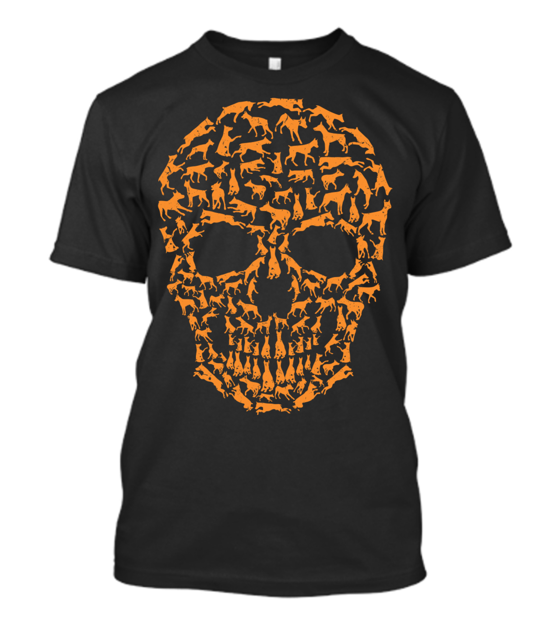 Skull Of Doberman Dogs In Halloween T-Shirt