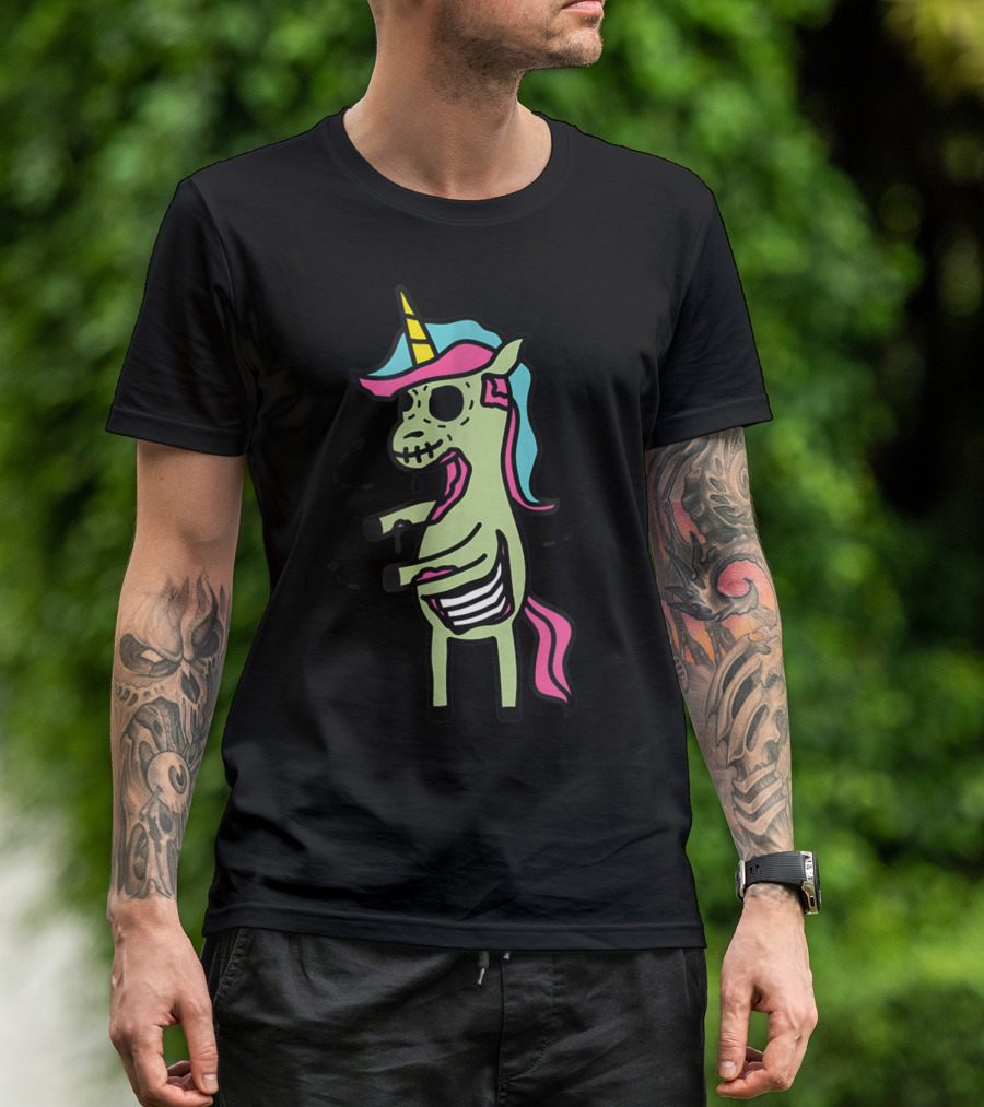 Cool Undead Zombie Halloween Funny Unicorn T-Shirt