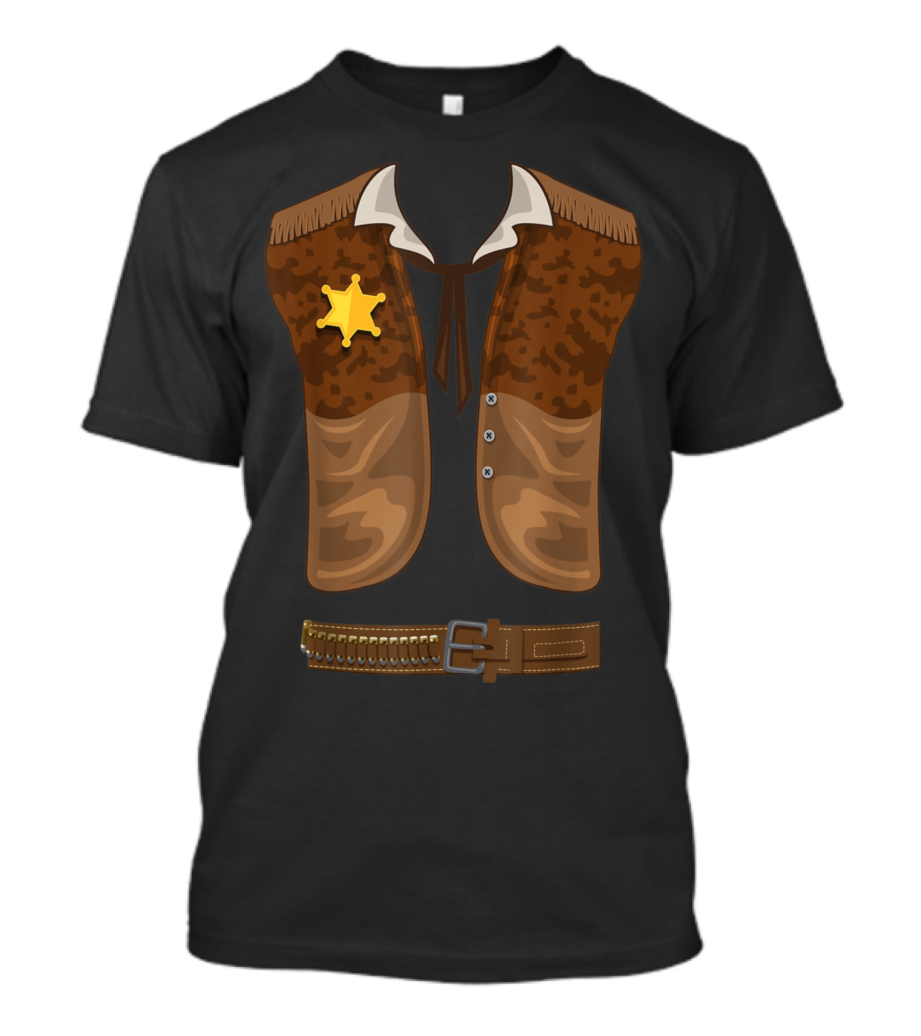Western Cowboy Sheriff Vest Badge T-Shirt