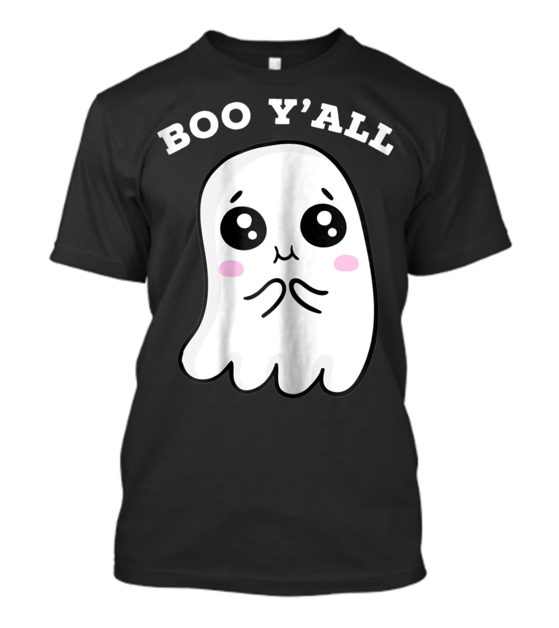 Boo Y'all Cute Ghost Face With Pink Cheeks T-Shirt