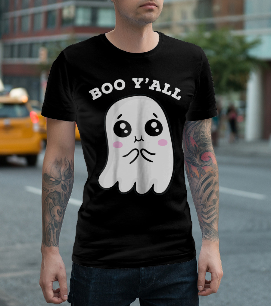 Boo Y'all Cute Ghost Face With Pink Cheeks T-Shirt