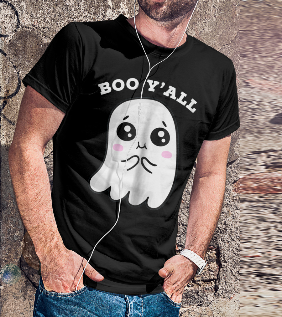 Boo Y'all Cute Ghost Face With Pink Cheeks T-Shirt