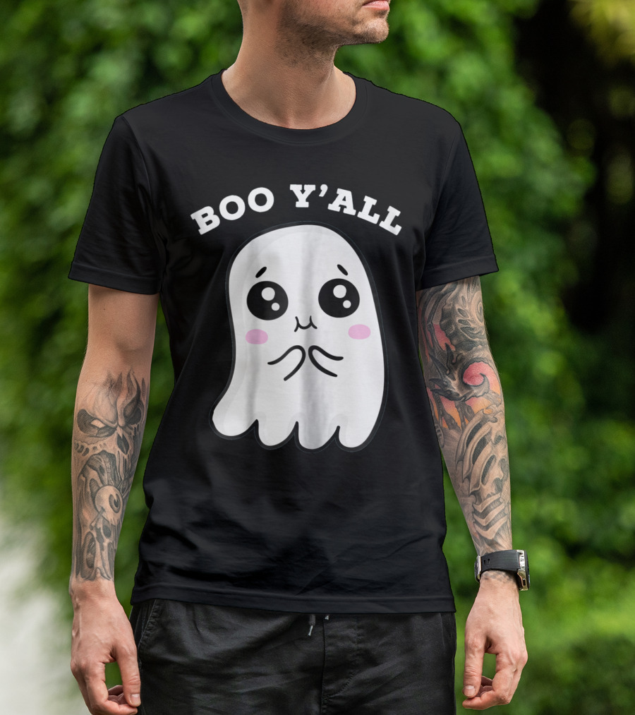 Boo Y'all Cute Ghost Face With Pink Cheeks T-Shirt
