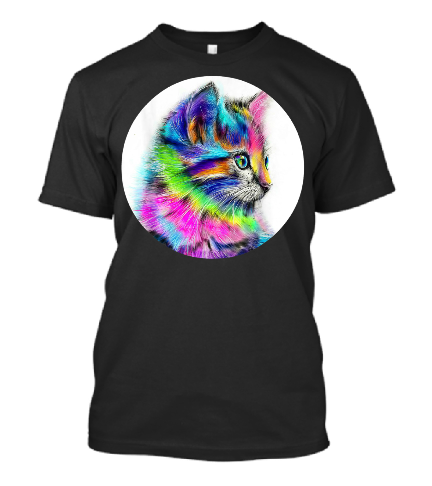 Cute Colorful Cat Face Kitten T-Shirt