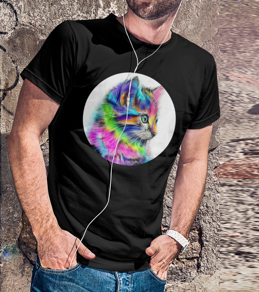 Cute Colorful Cat Face Kitten T-Shirt