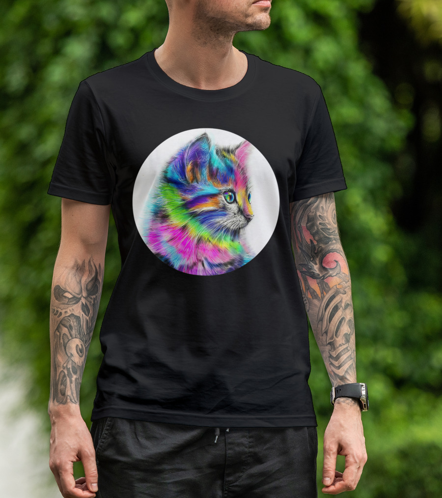 Cute Colorful Cat Face Kitten T-Shirt
