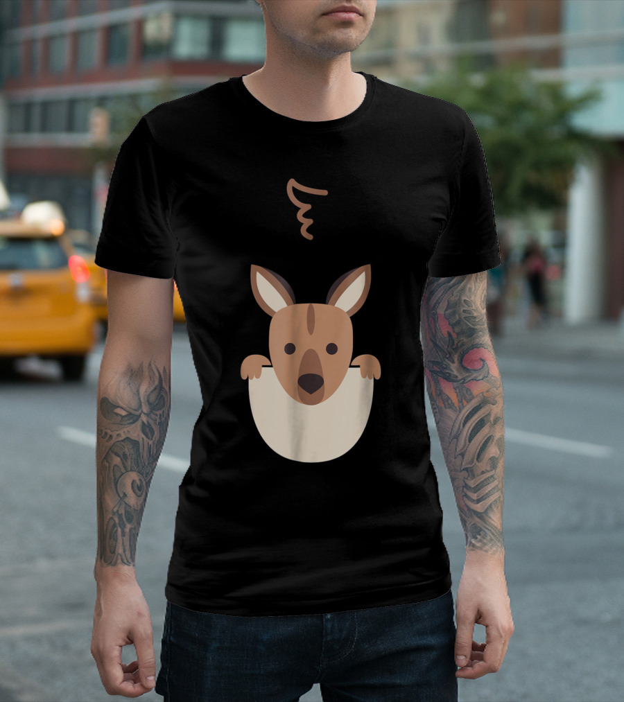 Cute Cartoon Kangaroo in Pouch Halloween Costume for Adults T-Shirt