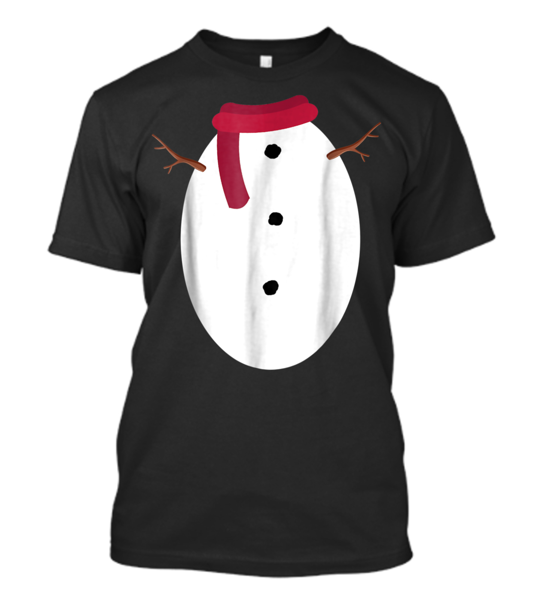 Cute Snowman With Red Scarf And Stick Arms T-Shirt