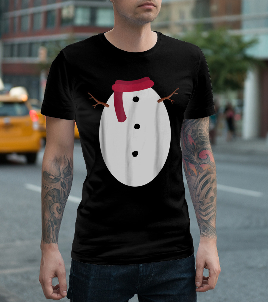 Cute Snowman With Red Scarf And Stick Arms T-Shirt