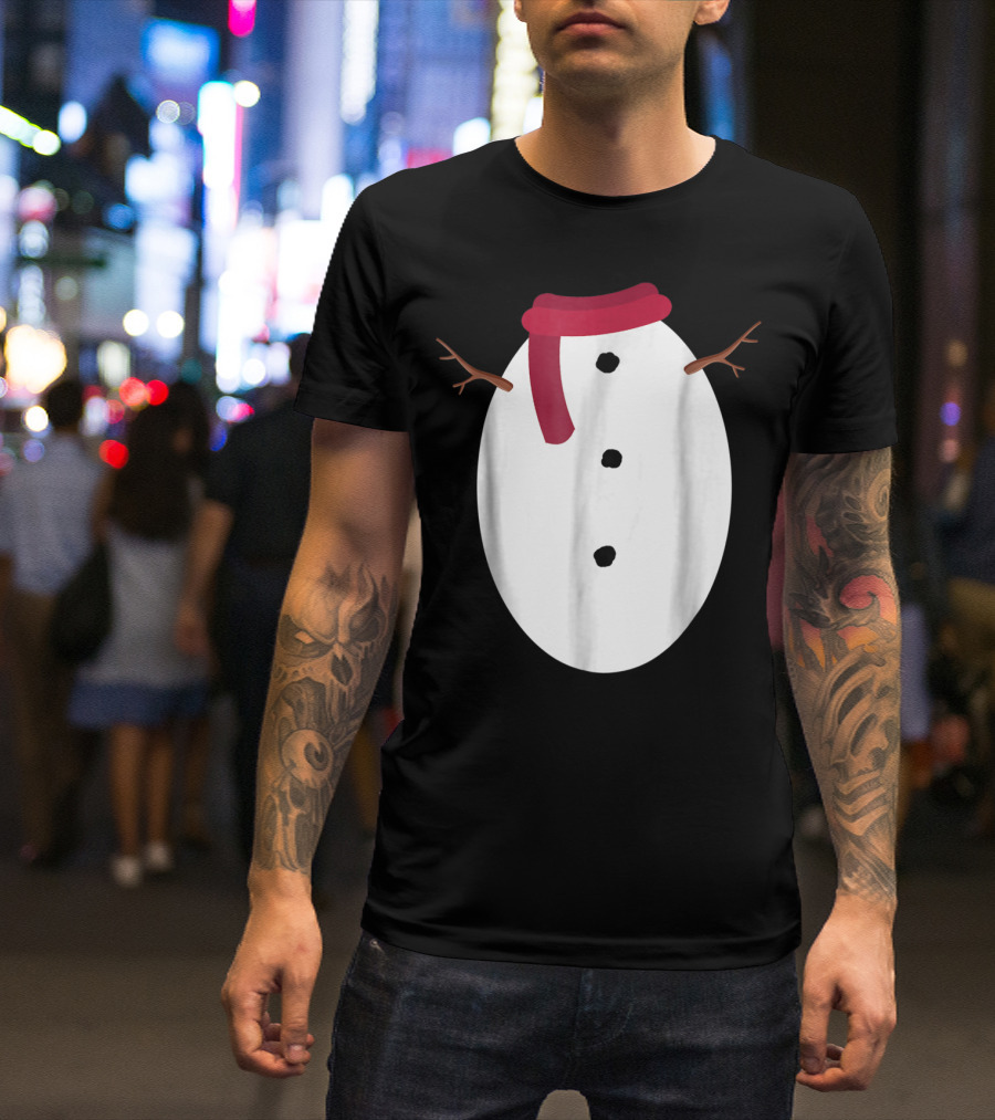 Cute Snowman With Red Scarf And Stick Arms T-Shirt
