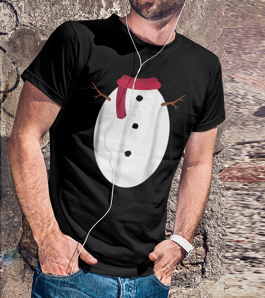 Cute Snowman With Red Scarf And Stick Arms T-Shirt