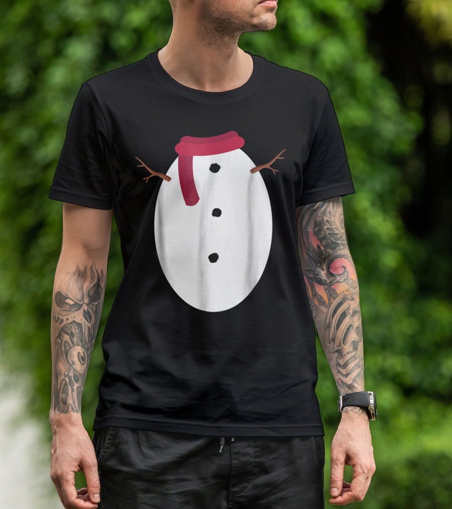 Cute Snowman With Red Scarf And Stick Arms T-Shirt