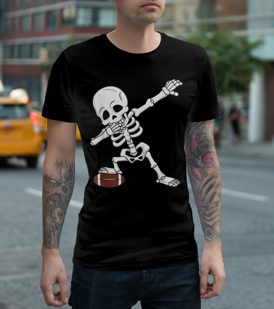 Dabbing Skeleton Halloween Football Dab T-Shirt