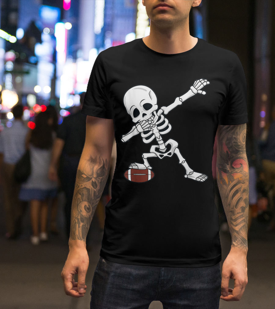 Dabbing Skeleton Halloween Football Dab T-Shirt